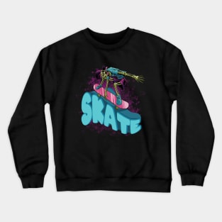 Skater Skull Skateboarding Comic Zombie Crewneck Sweatshirt